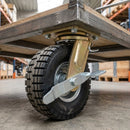 250mm Directional Lock & Leading Brake Castor - Elastic Rubber Wheel