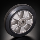 200mm Rubber Wheel on Aluminium Centre – 25mm Bore