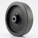 Black Rubber Wheel 200mm Cast Iron 25.4mm Roller Bearing