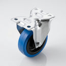 100mm Fixed Castor Blue Non-Marking Rubber 160kg Load Capacity