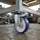 200mm Stainless Steel Braked Castor - Polyurethane Wheel