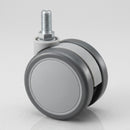 65mm Twin Wheel Castor – Grey Rubber, M8 Threaded Stem