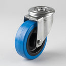 100mm Swivel Bolt Hole Castor – Blue Rubber Wheel