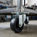 Black Pressed Steel Swivel Castors With Black Polypropylene Wheel - 50mm to 100mm