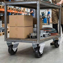 Gray Pressed Steel Fixed Castors With Black Polypropylene Wheel - 50mm to 100mm