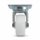 White Smoke Pressed Steel Swivel Castors With White Nylon Wheel - 50mm & 75mm