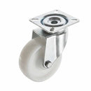 White Smoke Pressed Steel Swivel Castors With White Nylon Wheel - 50mm & 75mm