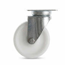 White Smoke Pressed Steel Swivel Castors With White Nylon Wheel - 50mm & 75mm
