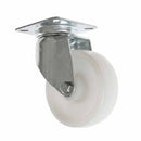 White Smoke Pressed Steel Swivel Castors With White Nylon Wheel - 50mm & 75mm