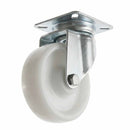 White Smoke Pressed Steel Swivel Castors With White Nylon Wheel - 50mm & 75mm
