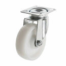 White Smoke Pressed Steel Swivel Castors With White Nylon Wheel - 50mm & 75mm