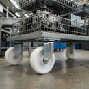 Dim Gray Pressed Steel Swivel Castors With White Nylon Wheel - 50mm & 75mm