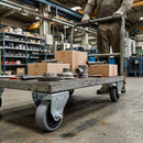Dark Gray Pressed Steel Fixed Castors With Grey Rubber on Black Polypropylene Wheel - 50mm to 100mm