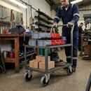Dim Gray Pressed Steel Swivel Castors With Grey Rubber on Black Polypropylene Wheel - 50mm to 100mm
