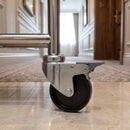 75mm braked bolt hole castor fitted to a hotel service trolley