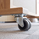 75mm twin wheel swivel top plate castor with grey rubber wheels on a mobile partition base