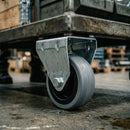 75mm Fixed Castor With Grey Rubber on Polypropylene Wheel & 4-Bolt-Hole - 70kg Load Capacity