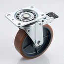 175mm Braked Castor - Polyurethane on Cast Iron