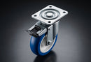 150mm Braked Castor – Polyurethane Wheel on Nylon Centre