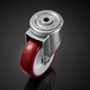 80mm Stainless Steel Swivel Bolt Hole Castor - Maroon Wheel