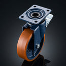 200mm Swivel Castor - Polyurethane on Cast Iron