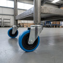 100mm Swivel Bolt Hole Castor – Blue Rubber Wheel