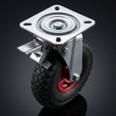 260mm Swivel Braked Pneumatic Castors Metal Centre