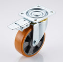 125mm Directional Lock Castor Polyurethane on Aluminium 500kg Load Capacity