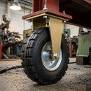 525mm Fixed Castor - Elastic Rubber Wheel, Block Rib Tread