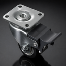 35mm Braked Bolt Hole Castors with Black Polyurethane Wheel
