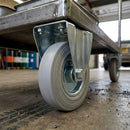 Dim Gray Pressed Steel Fixed Castors with Grey Rubber on Pressed Steel Wheel - 80mm to 200mm