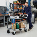 Gray Pressed Steel Swivel Castors with Brake and Black Rubber on Polypropylene Wheel - 80mm-150mm