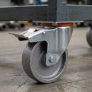 Dim Gray Pressed Steel Braked Swivel Castors With Grey Cast Iron Wheel - 80mm & 100mm