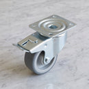 80mm braked swivel castor with grey polyurethane wheel and foot brake