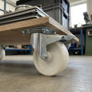 80mm braked swivel castor with white nylon wheel and top plate