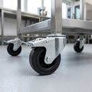 80mm braked swivel bolt hole castor with black rubber wheel and foot brake, 70kg load capacity