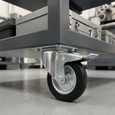 80mm Braked Swivel Castor Black Rubber on Pressed Steel Wheel Roller Bearing Top Plate 50kg Load Capacity 1