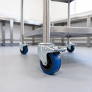 80mm Braked Swivel Castor Blue Non-Marking Rubber on Polypropylene Wheel Roller Bearing 12mm Bolt Hole 100kg Load Capacity 1