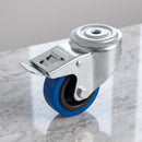 80mm Braked Swivel Castor Blue Non-Marking Rubber on Polypropylene Wheel Roller Bearing 12mm Bolt Hole 100kg Load Capacity 2