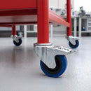 80mm Braked Swivel Castor Blue Non-Marking Rubber on Polypropylene Wheel Roller Bearing 12mm Bolt Hole 100kg Load Capacity 3