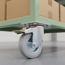 80mm Braked Swivel Castor Grey Rubber on Pressed Steel Wheel Ball Bearing Top Plate 60kg Load Capacity 3