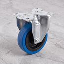 80mm fixed top plate castor blue non-marking rubber wheel 150kg on grey marble