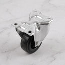 80mm fixed top plate castor black rubber wheel 70kg, top view on grey marble