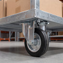 80mm Fixed Castor Black Rubber on Pressed Steel Wheel Roller Bearing Top Plate 50kg Load Capacity 4
