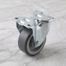 80mm fixed castor with grey polyurethane wheel and 4 hole top plate