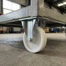 80mm fixed castor with white nylon wheel, plain bearing and top plate, 150kg load capacity