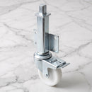 80mm Medium Duty Braked Swivel Jacking Castor White Nylon Wheel Plain Bearing 76mm Lift 150kg Load Capacity 2