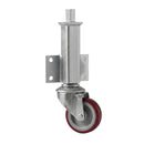 80mm Medium Duty Swivel Jacking Castor Maroon Polyurethane on Nylon Wheel Roller Bearing 76mm Lift 150kg Load Capacity 3