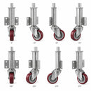 80mm Medium Duty Swivel Jacking Castor Maroon Polyurethane on Nylon Wheel Roller Bearing 76mm Lift 150kg Load Capacity 4