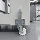 80mm Medium Duty Swivel Jacking Castor White Nylon Wheel Plain Bearing 76mm Lift 150kg Load Capacity 1